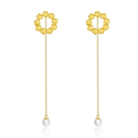 Pandora Style Little Flower Hanging Earrings - BSE290 Pandora Style Little Flower Hanging Earrings - BSE290