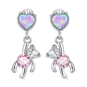 (image for) Pandora Style Love Bear Hanging Earrings - SCE1384