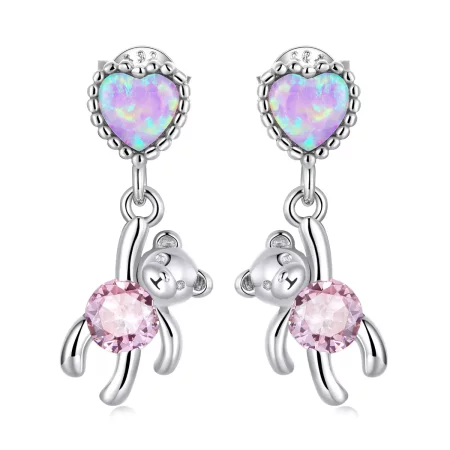 Pandora Style Love Bear Hanging Earrings - SCE1384