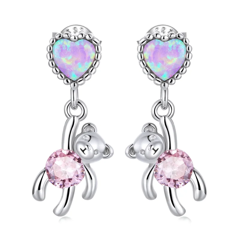 (image for) Pandora Style Love Bear Hanging Earrings - SCE1384 - Product Image