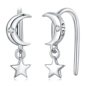 (image for) Pandora Style Moon and Stars Hanging Earrings - SCE1500