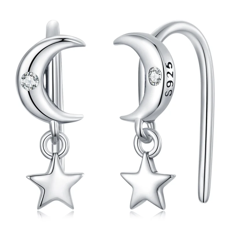 (image for) Pandora Style Moon and Stars Hanging Earrings - SCE1500 - Product Image