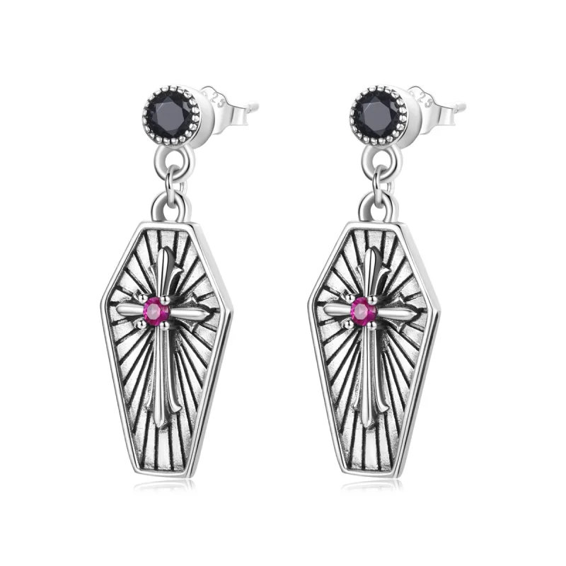(image for) Pandora Style Mystery Cross Hanging Earrings - BSE536 - Product Image