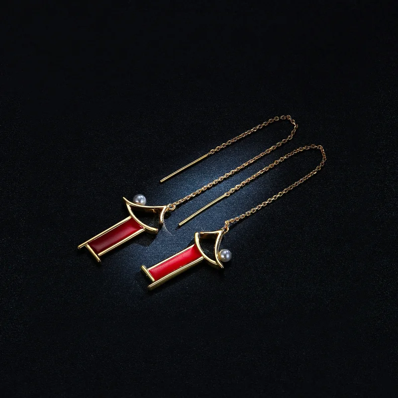 (image for) Pandora Style Red Memory Hanging Earrings - BSE340 - View 8