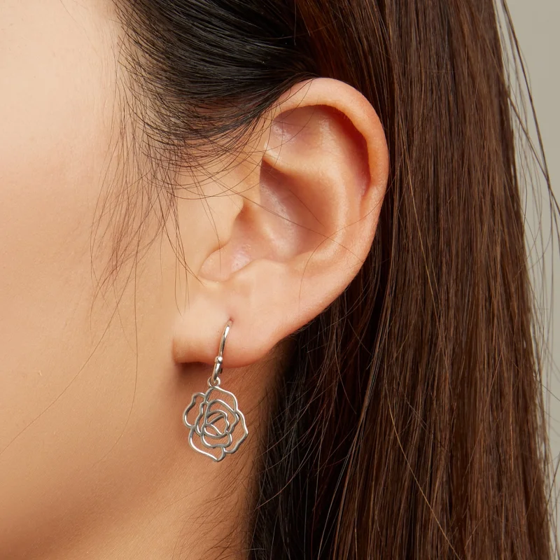 (image for) Pandora Style Roses Hanging Earrings - SCE1505 - View 4