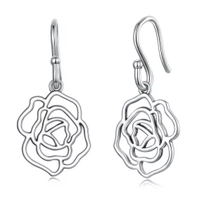 Pandora Style Roses Hanging Earrings - SCE1505 Pandora Style Roses Hanging Earrings - SCE1505
