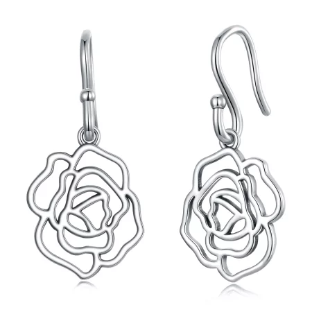 Pandora Style Roses Hanging Earrings - SCE1505