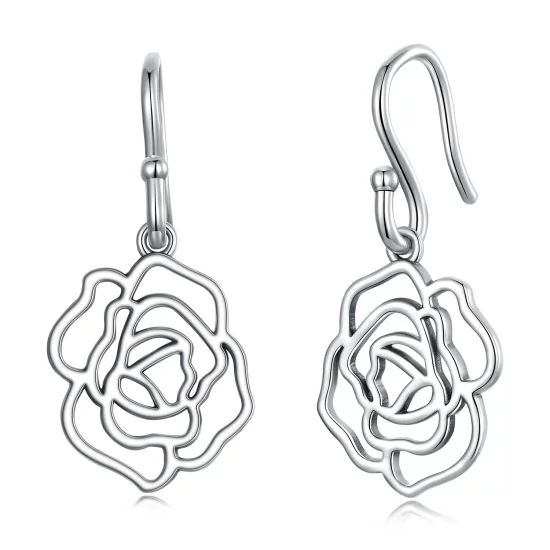 Pandora Style Roses Hanging Earrings - SCE1505