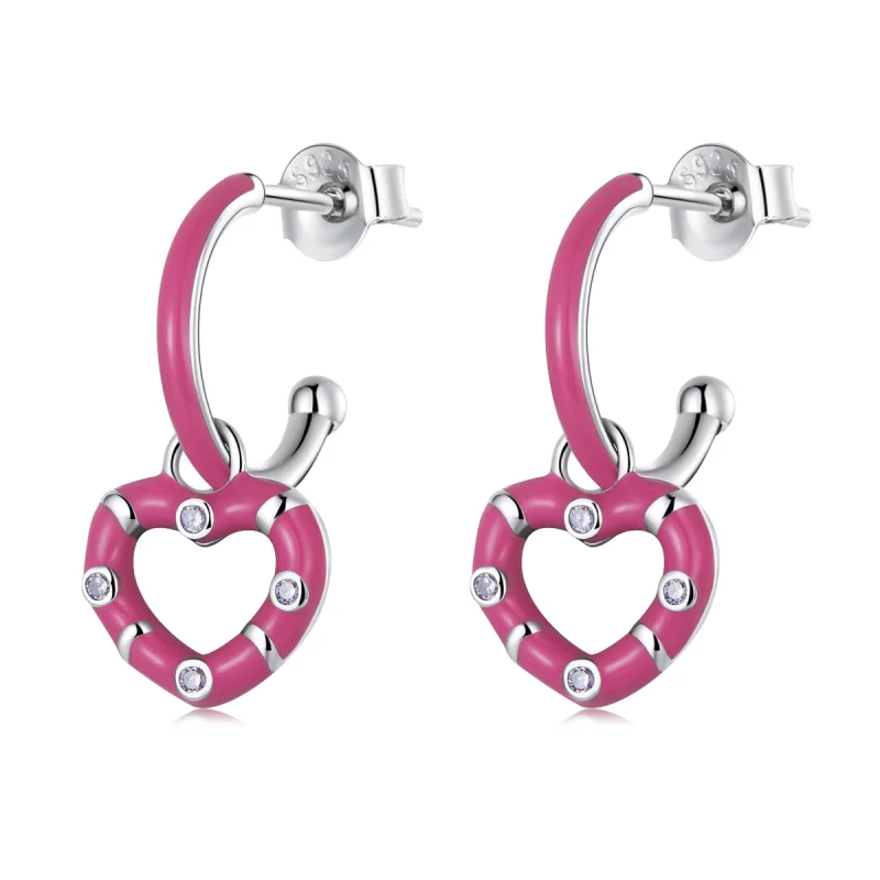 (image for) Pandora Style Simple Love Hanging Earrings - BSE596 - Product Image