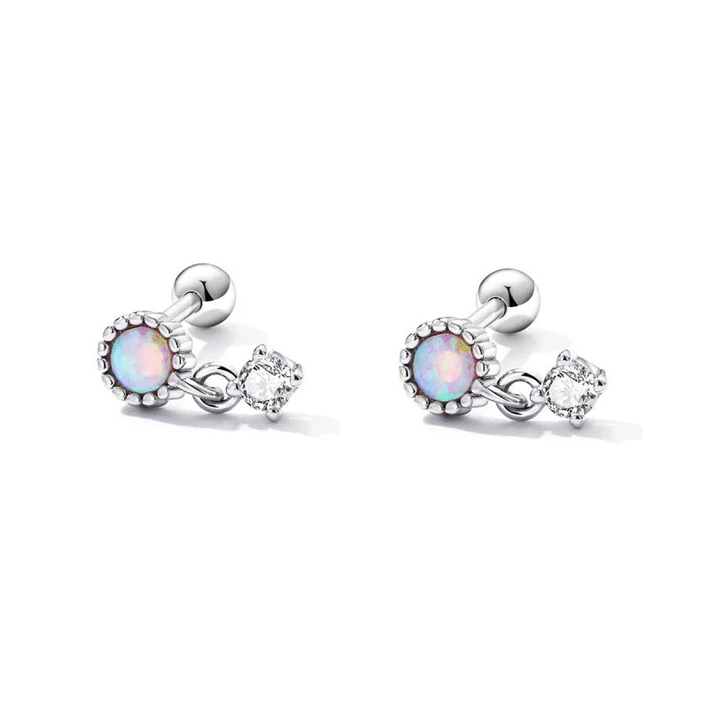 (image for) Pandora Style Simple Opal Hanging Earrings - SCE1382 - View 2