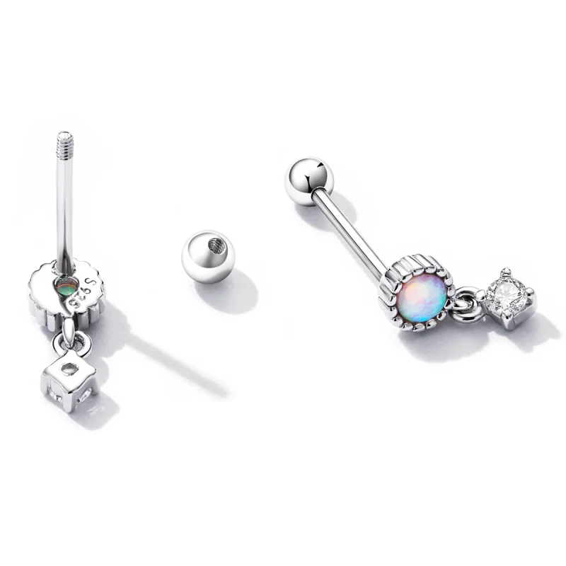 (image for) Pandora Style Simple Opal Hanging Earrings - SCE1382 - View 4