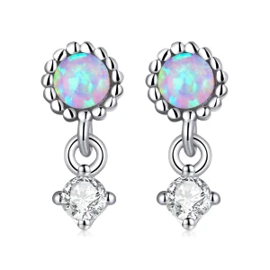 (image for) Pandora Style Simple Opal Hanging Earrings - SCE1382