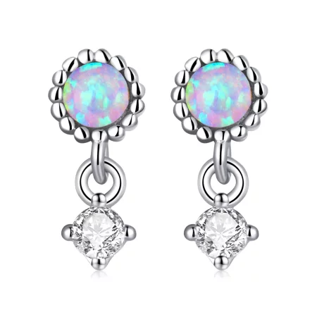 Pandora Style Simple Opal Hanging Earrings - SCE1382