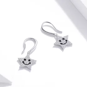 Pandora Style Smile Star Hanging Earrings - SCE946 Pandora Style Smile Star Hanging Earrings - SCE946