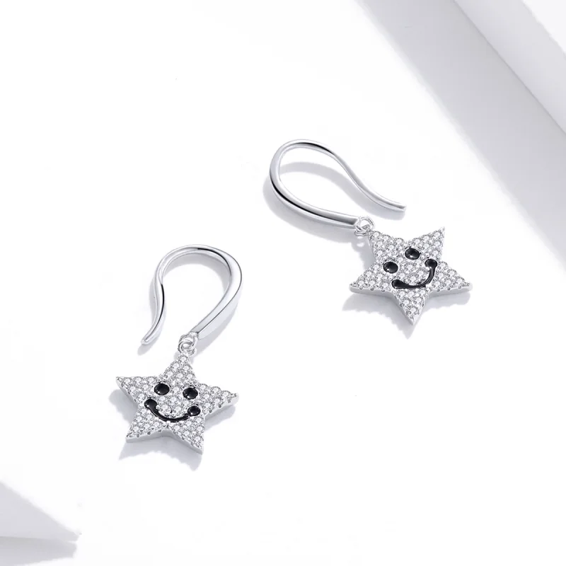 (image for) Pandora Style Smile Star Hanging Earrings - SCE946 - View 2