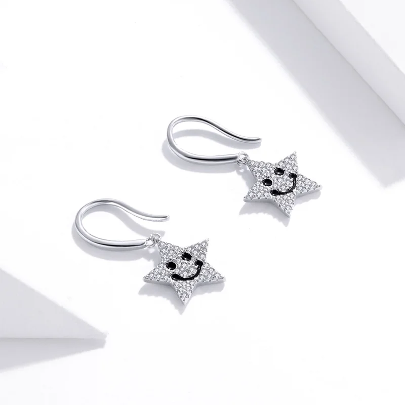 (image for) Pandora Style Smile Star Hanging Earrings - SCE946 - View 3