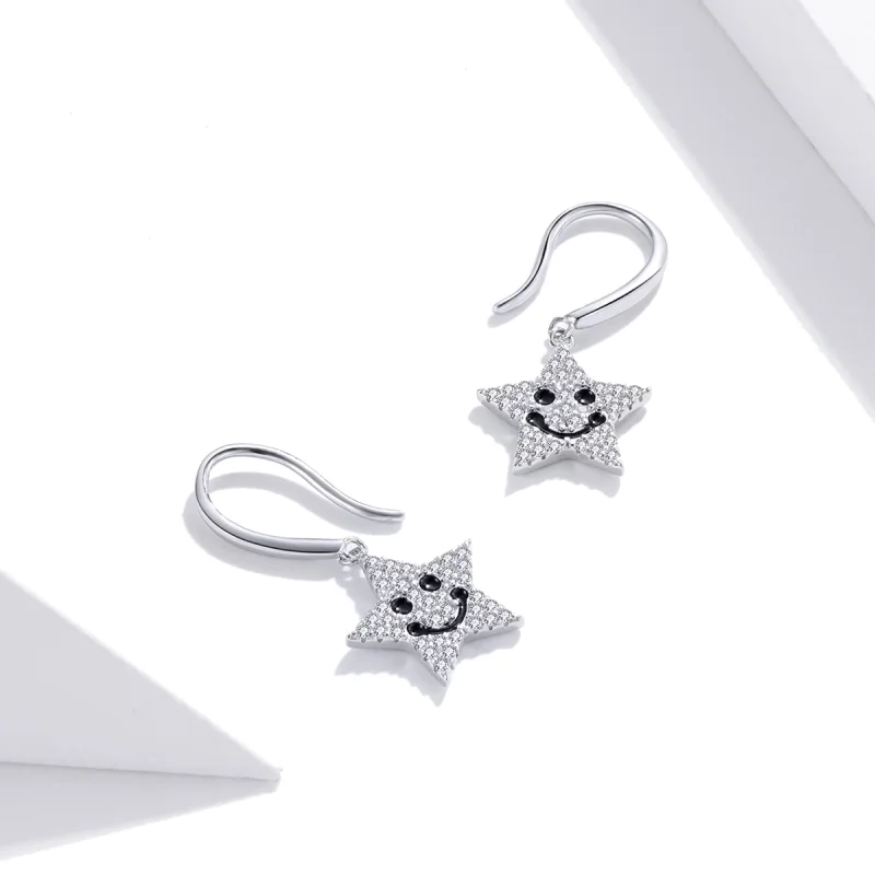 (image for) Pandora Style Smile Star Hanging Earrings - SCE946 - View 4