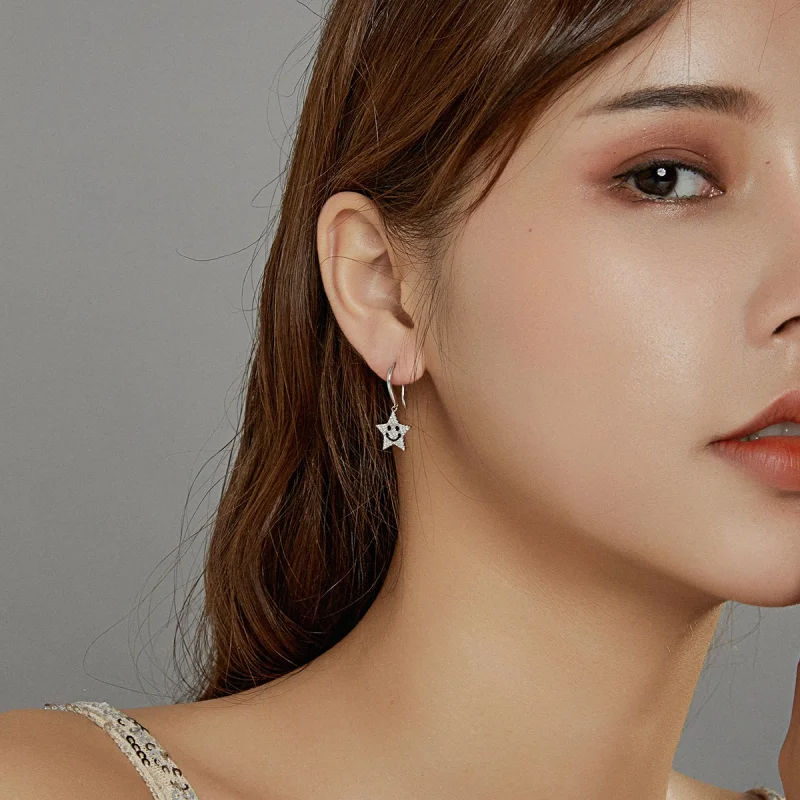 (image for) Pandora Style Smile Star Hanging Earrings - SCE946 - View 7