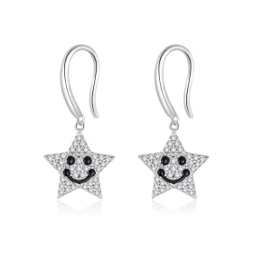 Pandora Style Smile Star Hanging Earrings - SCE946 Pandora Style Smile Star Hanging Earrings - SCE946