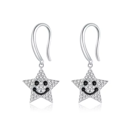 Pandora Style Smile Star Hanging Earrings - SCE946