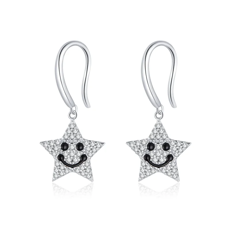(image for) Pandora Style Smile Star Hanging Earrings - SCE946 - Product Image