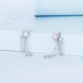 Pandora Style Star Tassel Hanging Earrings - BSE709