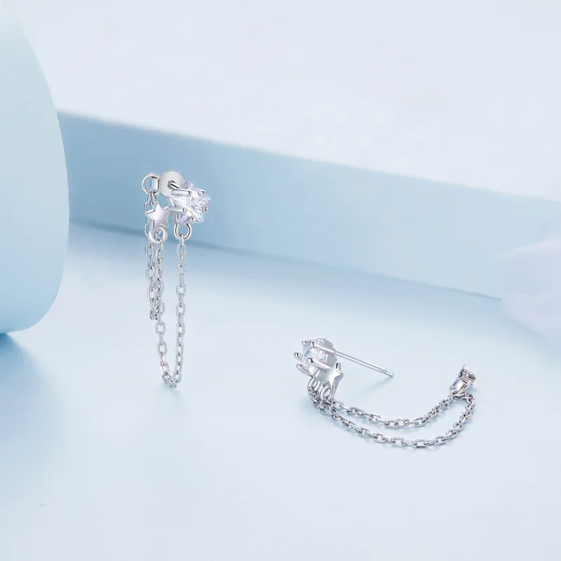 (image for) Pandora Style Star Tassel Hanging Earrings - BSE709 - View 3