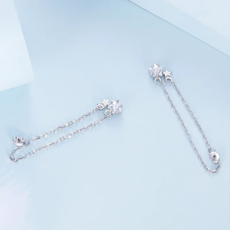 (image for) Pandora Style Star Tassel Hanging Earrings - BSE709 - View 4