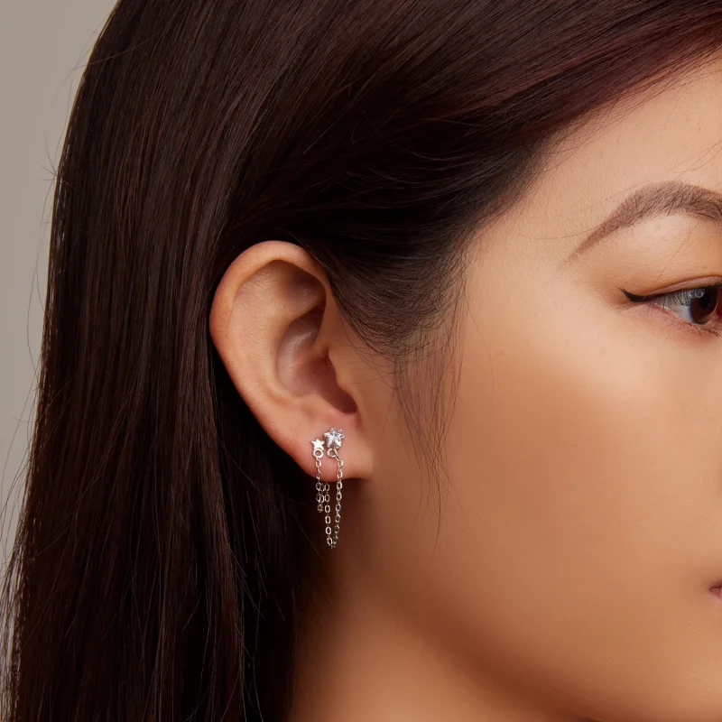 (image for) Pandora Style Star Tassel Hanging Earrings - BSE709 - View 7