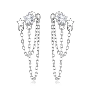 (image for) Pandora Style Star Tassel Hanging Earrings - BSE709