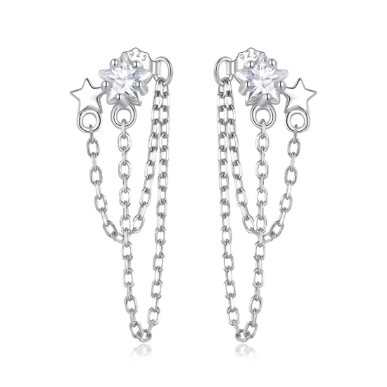 Pandora Style Star Tassel Hanging Earrings - BSE709