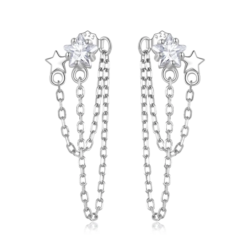(image for) Pandora Style Star Tassel Hanging Earrings - BSE709 - Product Image
