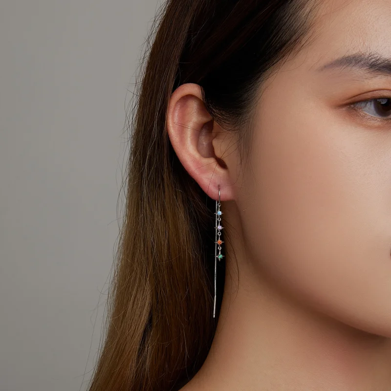 (image for) Pandora Style Starry Zirconium Hanging Earrings - SCE1420 - View 6