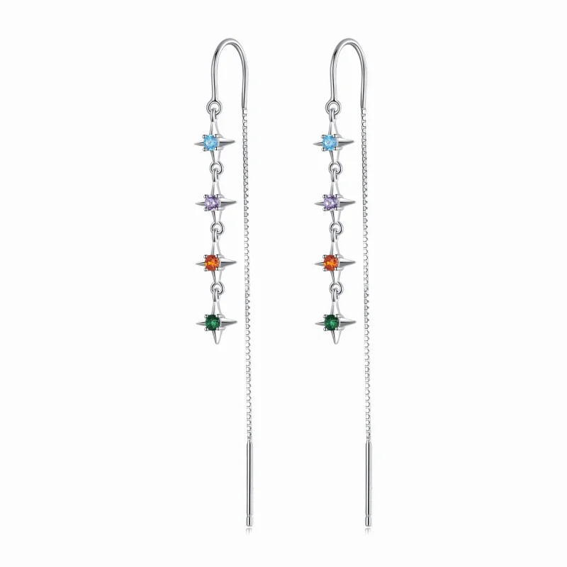 (image for) Pandora Style Starry Zirconium Hanging Earrings - SCE1420 - Product Image