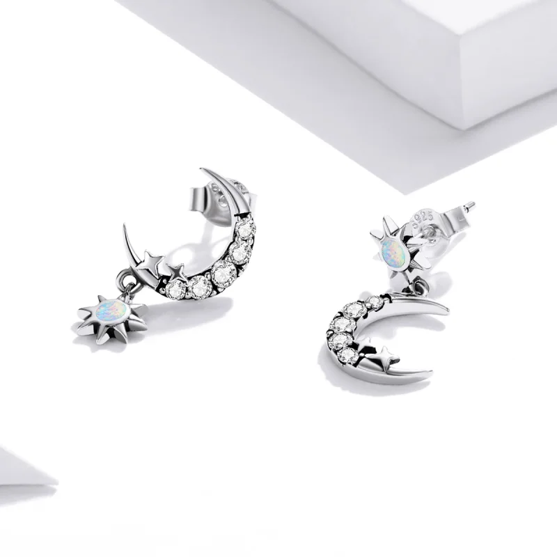 (image for) Pandora Style Wear Stars and Wear Moon Hanging Earrings - SCE1239 - View 2