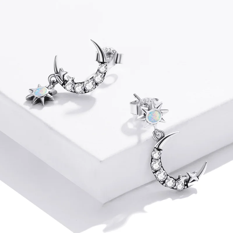 (image for) Pandora Style Wear Stars and Wear Moon Hanging Earrings - SCE1239 - View 3