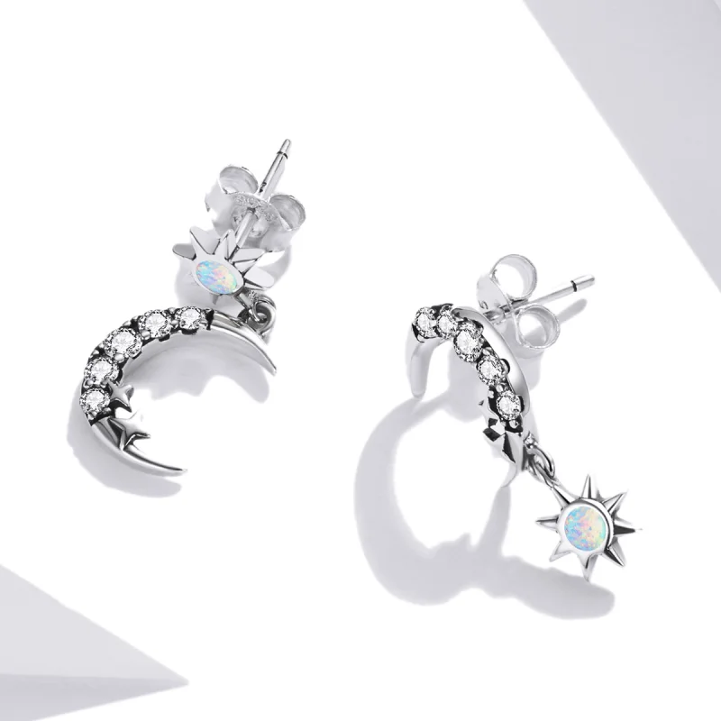 (image for) Pandora Style Wear Stars and Wear Moon Hanging Earrings - SCE1239 - View 4