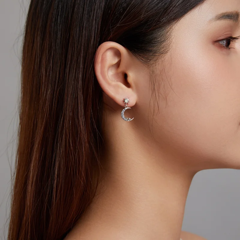 (image for) Pandora Style Wear Stars and Wear Moon Hanging Earrings - SCE1239 - View 5