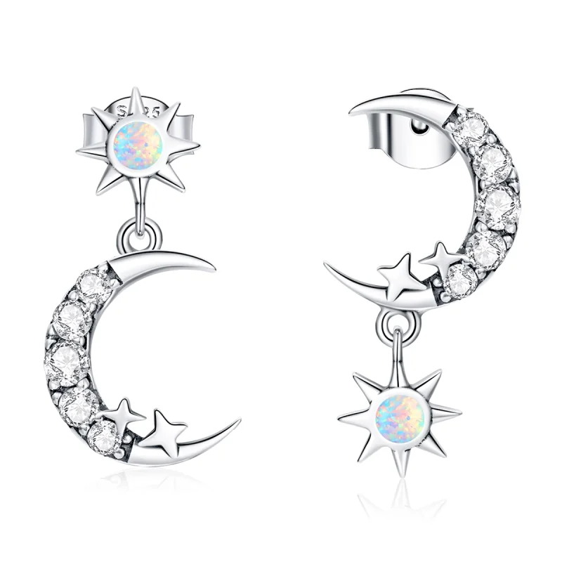 (image for) Pandora Style Wear Stars and Wear Moon Hanging Earrings - SCE1239 - Product Image
