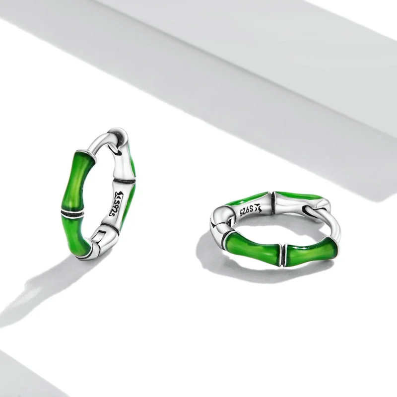 (image for) Pandora Style Bamboo Hoop Earrings - SCE1350 - View 3