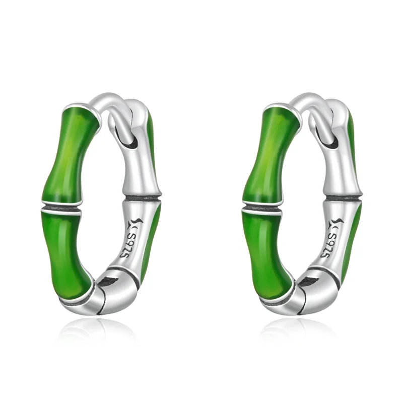 (image for) Pandora Style Bamboo Hoop Earrings - SCE1350 - Product Image