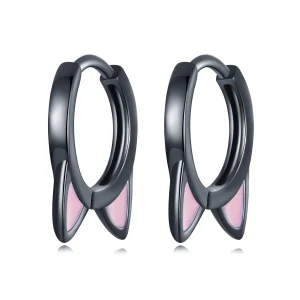(image for) Pandora Style Black Cat Ears Hoop Earrings - SCE1515