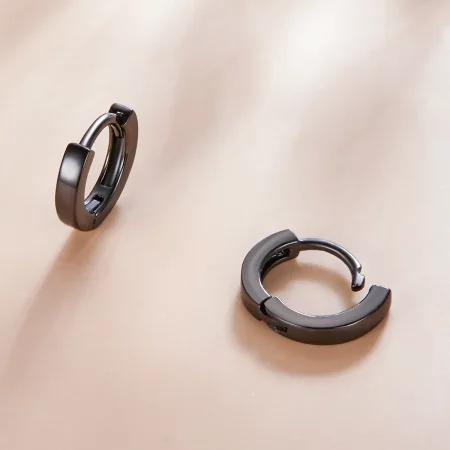 Pandora Style Black Gold Hoop Earrings - SCE1230