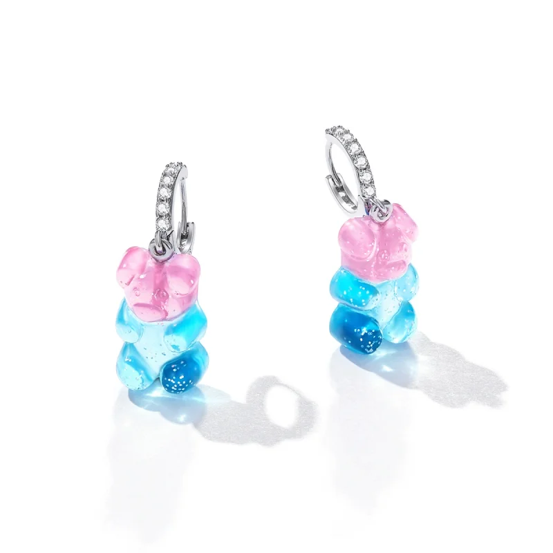 (image for) Pandora Style Candy Bear Hoop Earrings - SCE1388 - View 2
