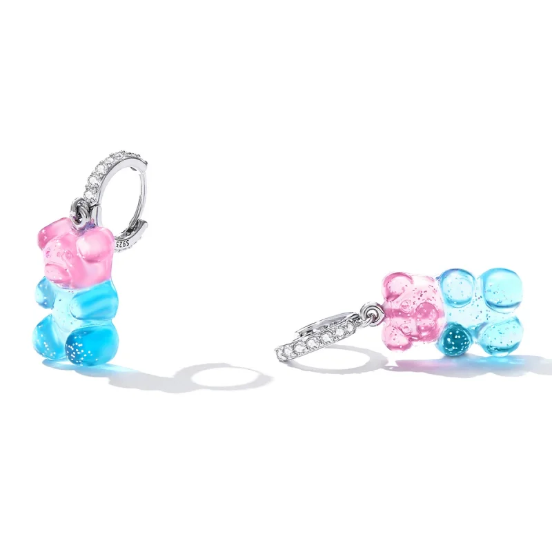 (image for) Pandora Style Candy Bear Hoop Earrings - SCE1388 - View 4