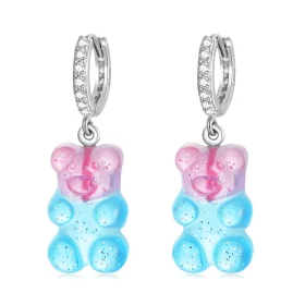 Pandora Style Candy Bear Hoop Earrings - SCE1388