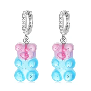 (image for) Pandora Style Candy Bear Hoop Earrings - SCE1388