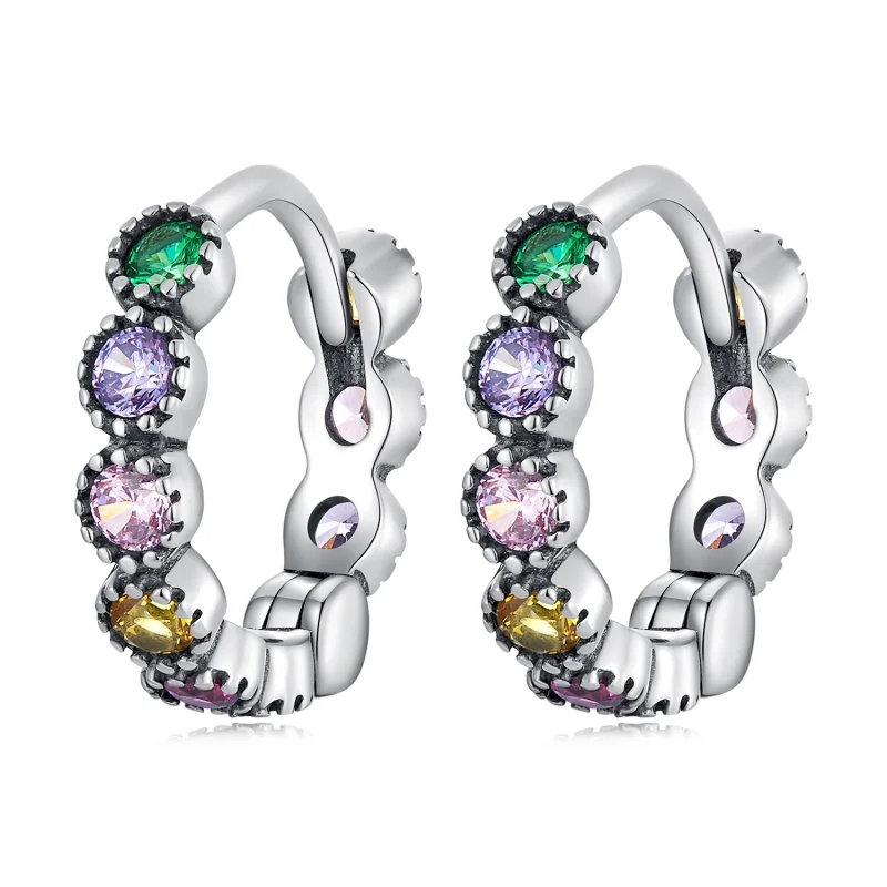 (image for) Pandora Style Colored Stone Hoop Earrings - SCE1494 - Product Image