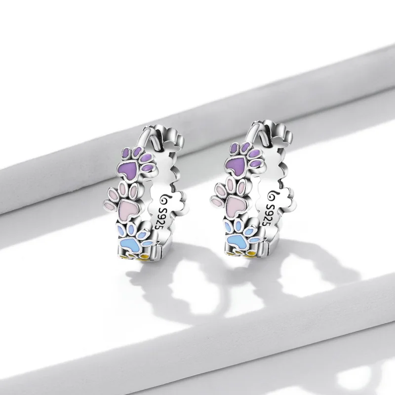 (image for) Pandora Style Colorful Claws Hoop Earrings - BSE580 - View 2