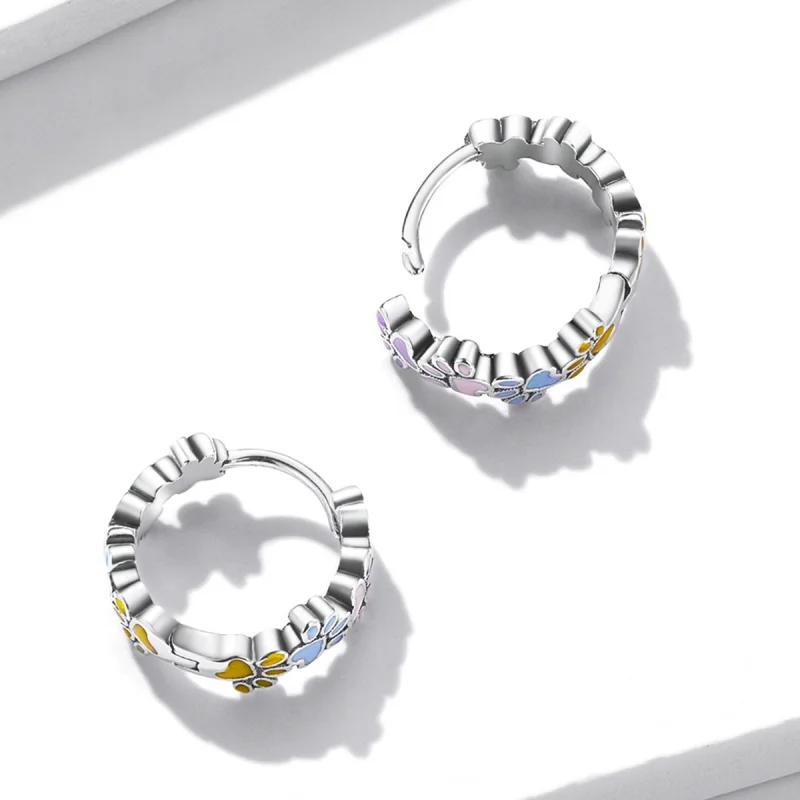 (image for) Pandora Style Colorful Claws Hoop Earrings - BSE580 - View 4